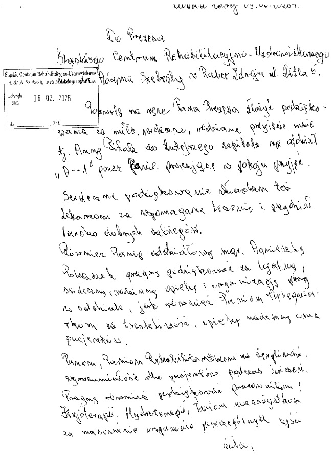 podziękowanie w formie listu 1 str